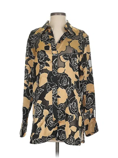 Pre-owned Ellen Tracy Long Sleeve Blouse In Gold