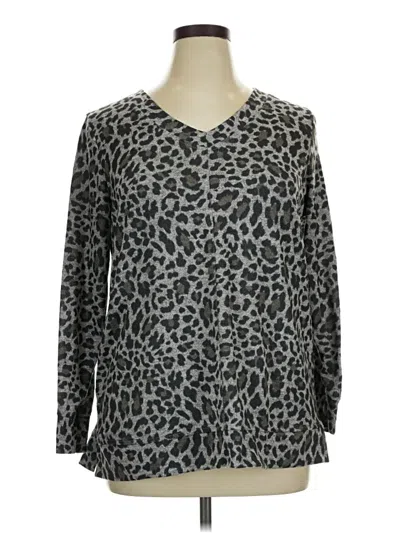 Pre-owned Ellen Tracy Long Sleeve Blouse In Gray