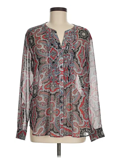 Pre-owned Ellen Tracy Long Sleeve Blouse In Gray