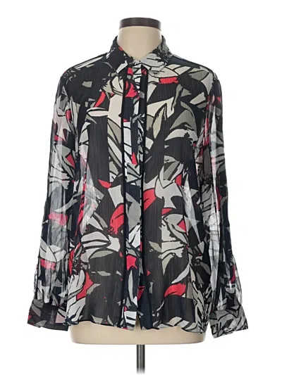 Pre-owned Ellen Tracy Long Sleeve Blouse In Gray