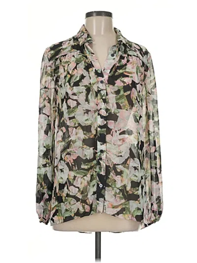 Pre-owned Ellen Tracy Long Sleeve Blouse In Green