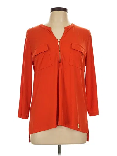 Pre-owned Ellen Tracy Long Sleeve Blouse In Orange