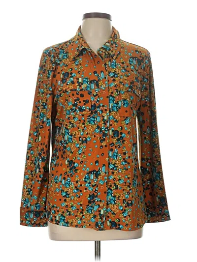 Pre-owned Ellen Tracy Long Sleeve Blouse In Orange
