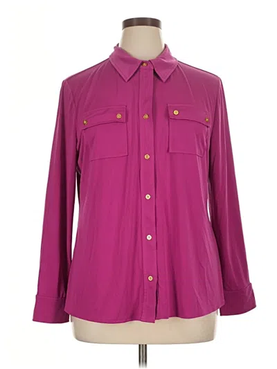 Pre-owned Ellen Tracy Long Sleeve Blouse In Purple