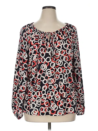 Pre-owned Ellen Tracy Long Sleeve Blouse In Red