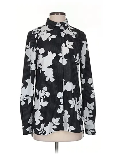 Pre-owned Ellen Tracy Long Sleeve Blouse In Silver