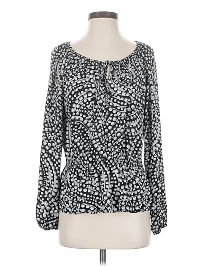 Pre-owned Ellen Tracy Long Sleeve Blouse In Silver