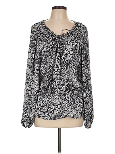 Pre-owned Ellen Tracy Long Sleeve Blouse In Silver