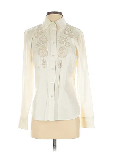 Pre-owned Ellen Tracy Long Sleeve Blouse In White