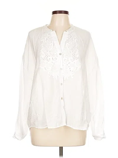 Pre-owned Ellen Tracy Long Sleeve Blouse In White