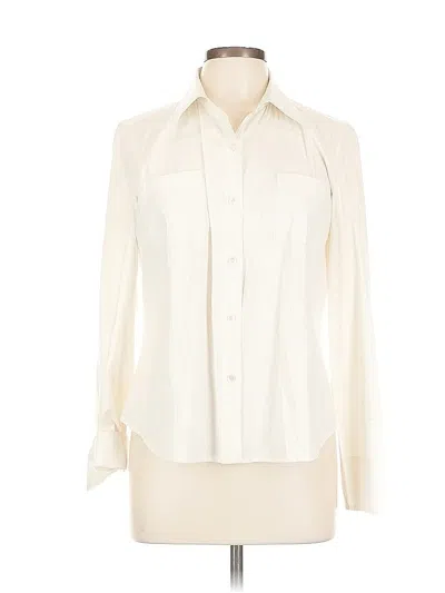 Pre-owned Ellen Tracy Long Sleeve Blouse In White