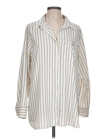 Pre-owned Ellen Tracy Long Sleeve Blouse In White