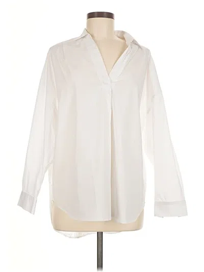 Pre-owned Ellen Tracy Long Sleeve Blouse In White
