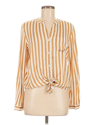 Pre-owned Ellen Tracy Long Sleeve Blouse In Yellow