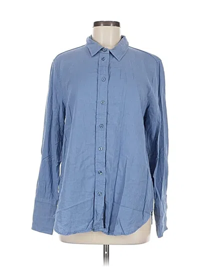 Pre-owned Ellen Tracy Long Sleeve Button Down Shirt In Blue