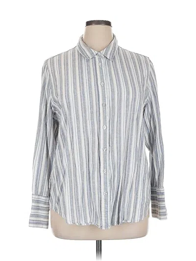 Pre-owned Ellen Tracy Long Sleeve Button Down Shirt In Blue