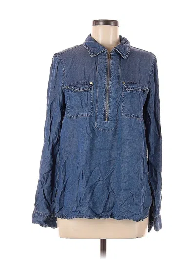 Pre-owned Ellen Tracy Long Sleeve Button Down Shirt In Blue