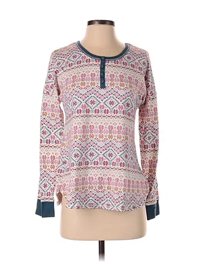 Pre-owned Ellen Tracy Long Sleeve Henley Shirt In Pink