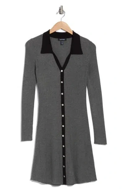 Ellen Tracy Long Sleeve Ribbed Sweater Dress In Medium Grey Mix