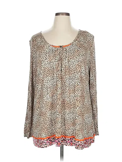 Pre-owned Ellen Tracy Long Sleeve T-shirt In Brown