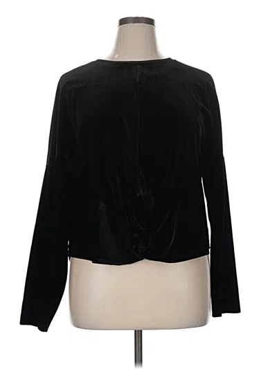 Pre-owned Ellen Tracy Long Sleeve Top Black Keyhole Neckline Tops