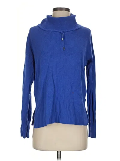 Pre-owned Ellen Tracy Long Sleeve Top Blue Cowl Neck Tops
