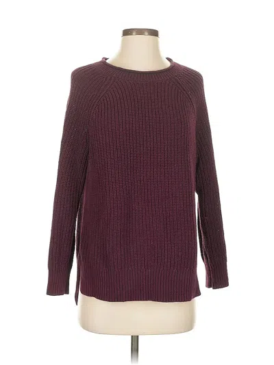 Pre-owned Ellen Tracy Long Sleeve Top Burgundy Crew Neck Tops