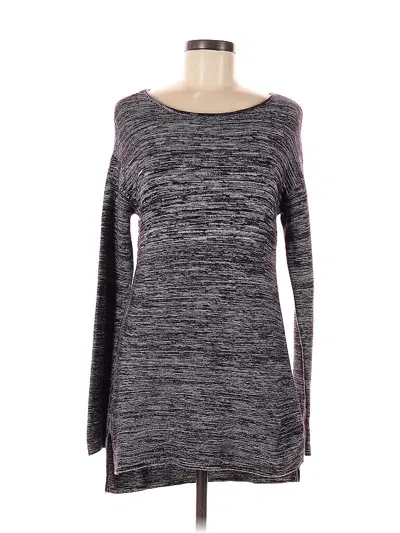 Pre-owned Ellen Tracy Long Sleeve Top Gray Boatneck Tops