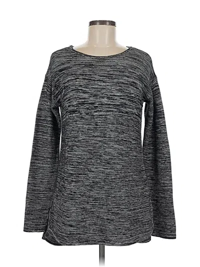 Pre-owned Ellen Tracy Long Sleeve Top Gray Boatneck Tops