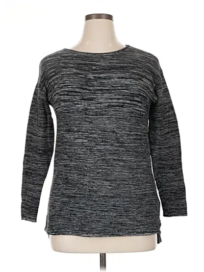Pre-owned Ellen Tracy Long Sleeve Top Gray Crew Neck Tops