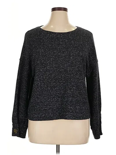 Pre-owned Ellen Tracy Long Sleeve Top Gray Crew Neck Tops