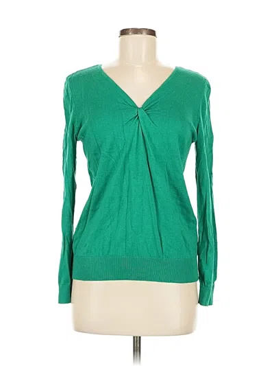 Pre-owned Ellen Tracy Long Sleeve Top Green Sweetheart Neckline Tops