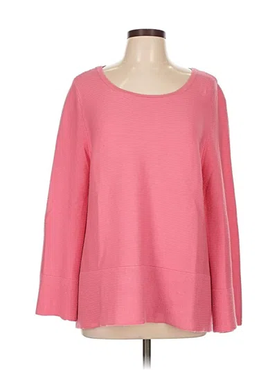 Pre-owned Ellen Tracy Long Sleeve Top Pink Boatneck Tops