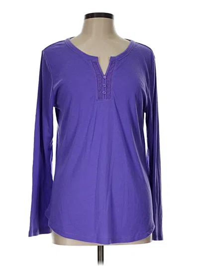 Pre-owned Ellen Tracy Long Sleeve Top Purple V-neck Tops