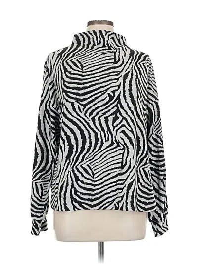 Pre-owned Ellen Tracy Long Sleeve Top Silver Turtleneck Tops