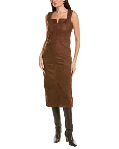 Ellen Tracy Long Vegan Suede Dress In Brown
