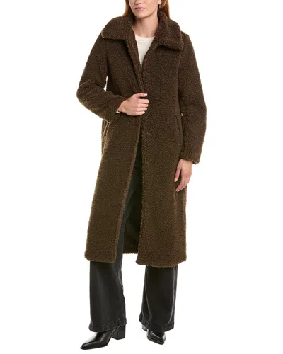 Ellen Tracy Longline Classic Teddy Coat In Blue