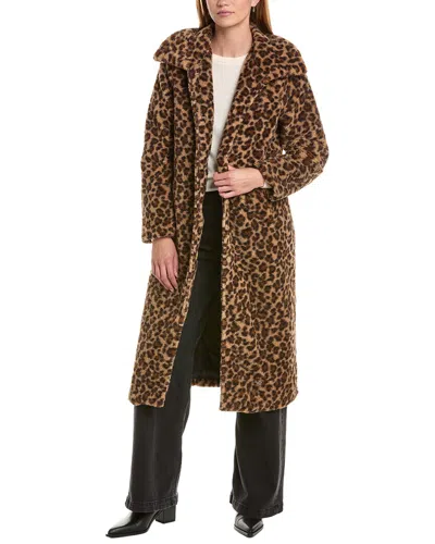 Ellen Tracy Longline Classic Teddy Coat In Brown