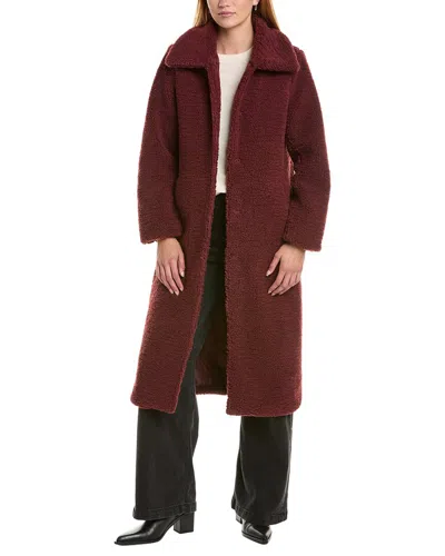 Ellen Tracy Longline Classic Teddy Coat In Red
