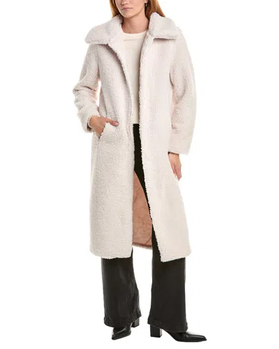 Ellen Tracy Longline Classic Teddy Coat In White