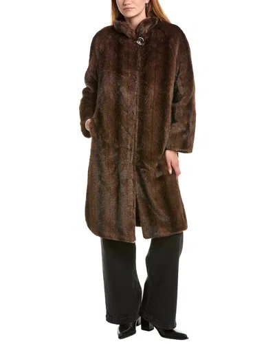 Ellen Tracy Longline Coat In Brown