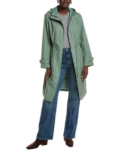 Ellen Tracy Longline Rain Jacket In Green