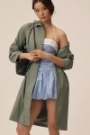 Ellen Tracy Longline Raincoat Jacket In Green