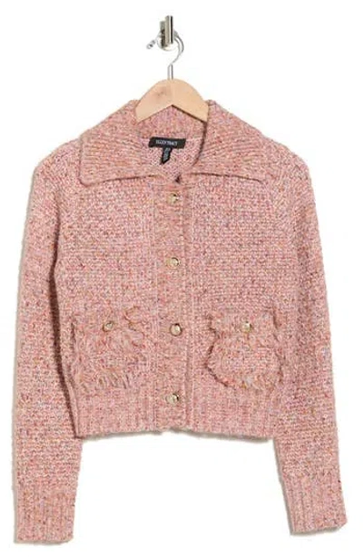 Ellen Tracy Marled Crop Cardigan In Pink