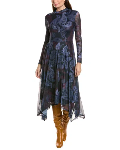 Ellen Tracy Mesh Dress In Blue