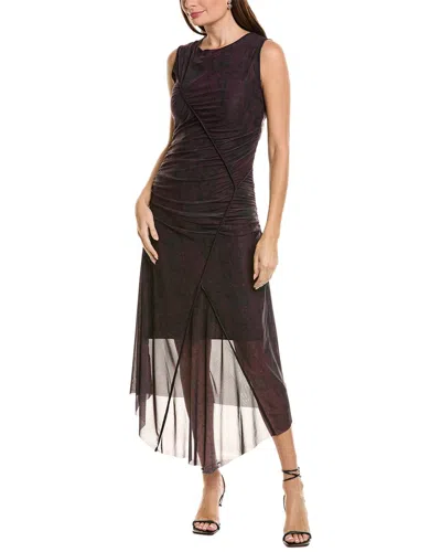 Ellen Tracy Mesh Dress In Brown