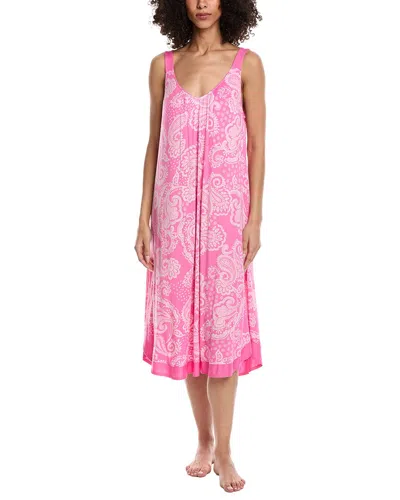 Ellen Tracy Plus Size Printed Sleeveless Midi Gown In Pink