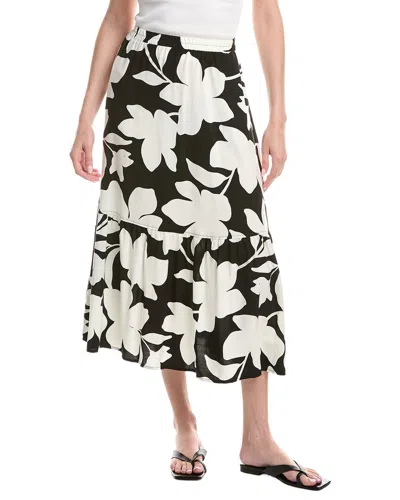 Ellen Tracy Midi Skirt In 962-black Floral