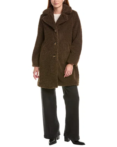 Ellen Tracy Mid-length Classic Teddy Coat In Brown