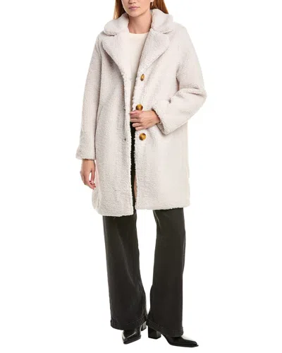 Ellen Tracy Mid-length Classic Teddy Coat In Neutral